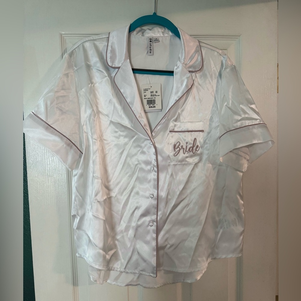 White Satin Style Bride Sleepwear Getting Ready Set